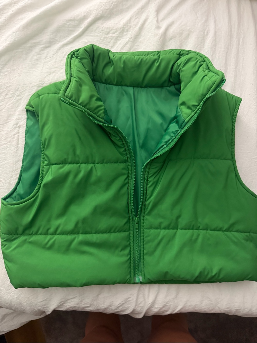 Cropped Bright Green Puffer Vest